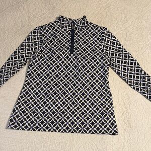 Charter Club Navy & White Geometric swim shirt